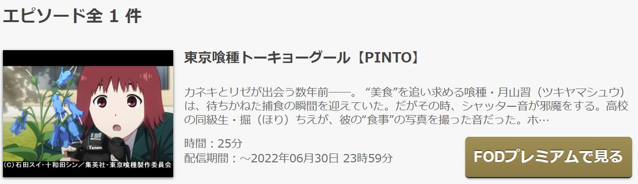 東京喰種トーキョーグール【PINTO】 無料動画