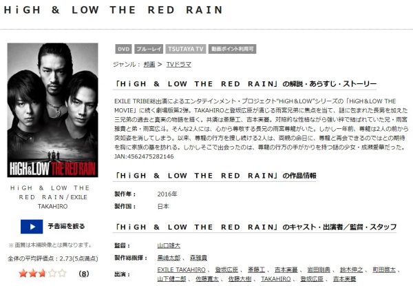 HiGH&LOW THE RED RAIN 無料動画